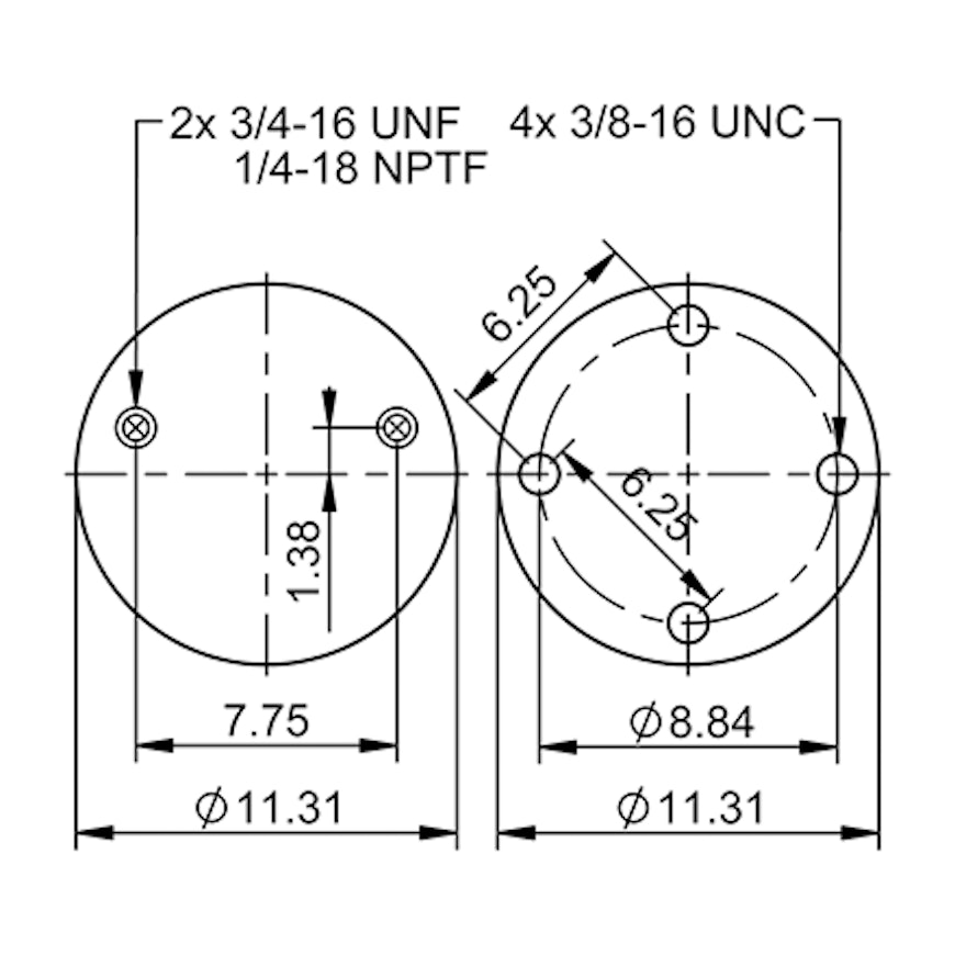 Top Down blueprint of Contitech Air Spring