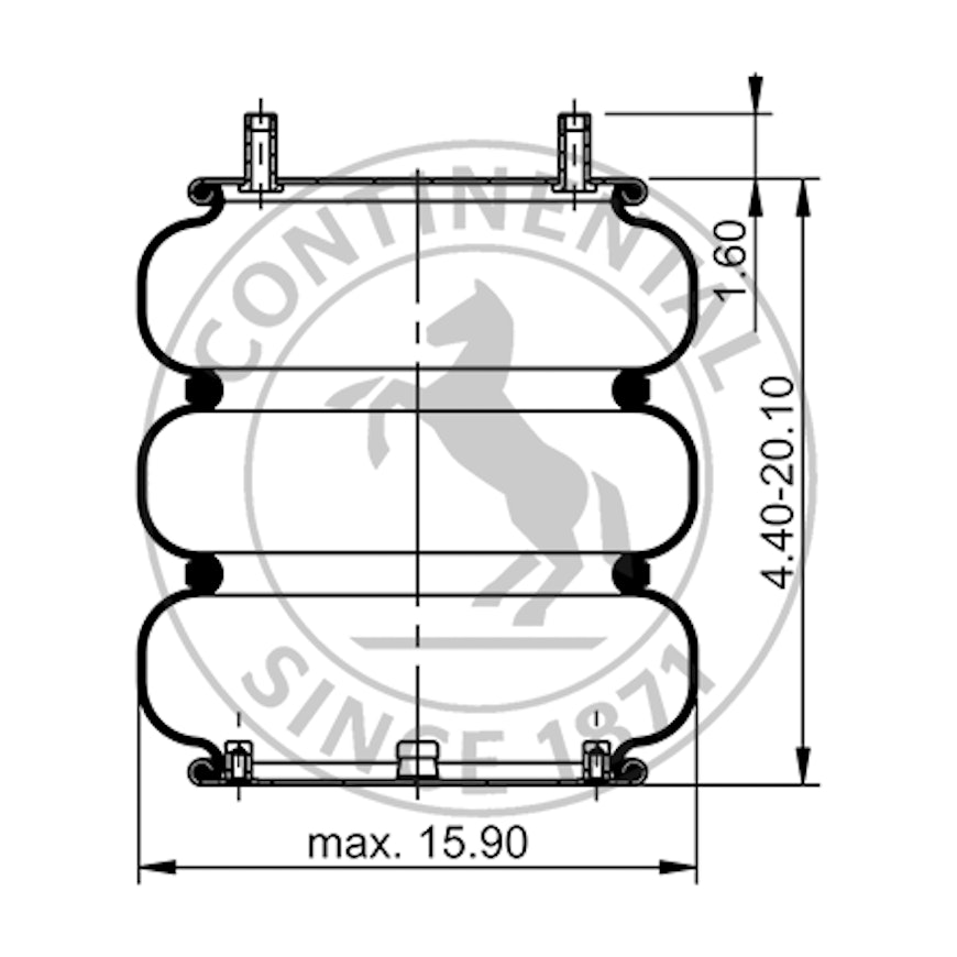 Side blueprint of Contitech Air Spring