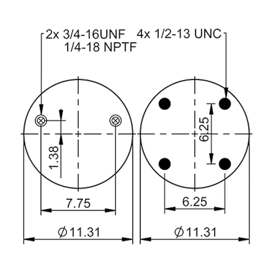Top Down blueprint of Contitech Air Spring