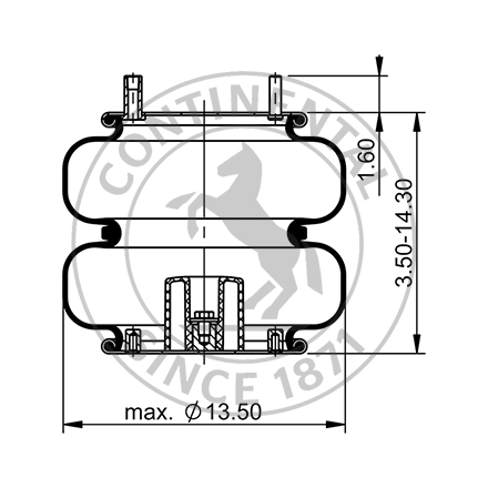 Side blueprint of Contitech Air Spring