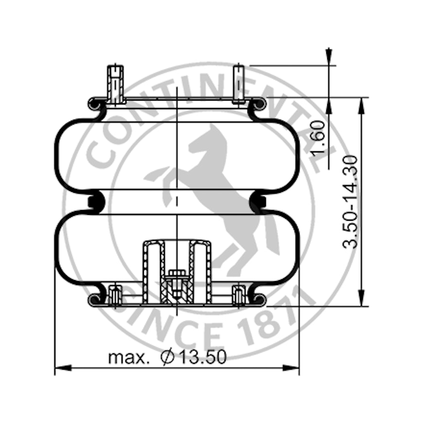 Side blueprint of Contitech Air Spring