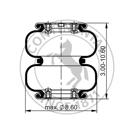 Side blueprint of Contitech Air Spring