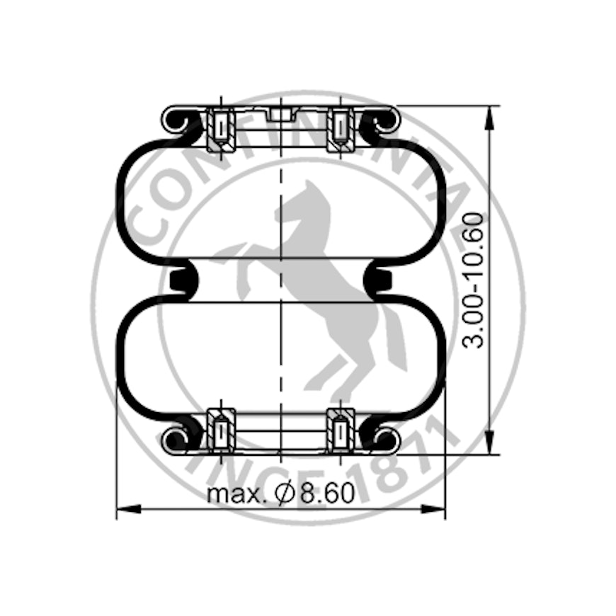 Side blueprint of Contitech Air Spring