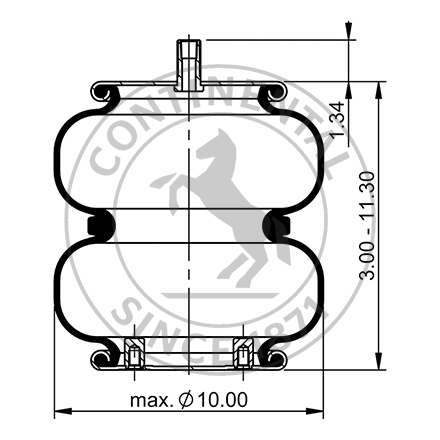 Side blueprint of Contitech Air Spring