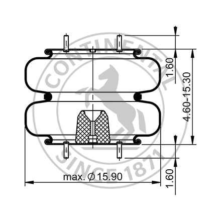 Side blueprint of Contitech Air Spring