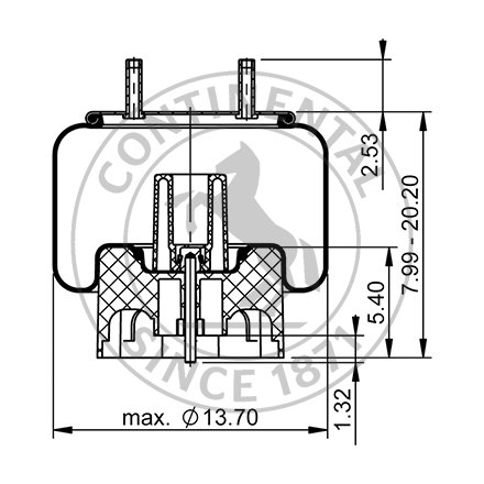 Side blueprint of Contitech Air Spring