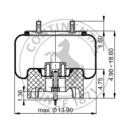 Side blueprint of Contitech Air Spring