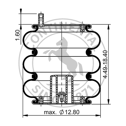 Side blueprint of Contitech Air Spring