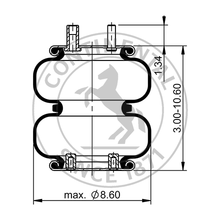 Side blueprint of Contitech Air Spring