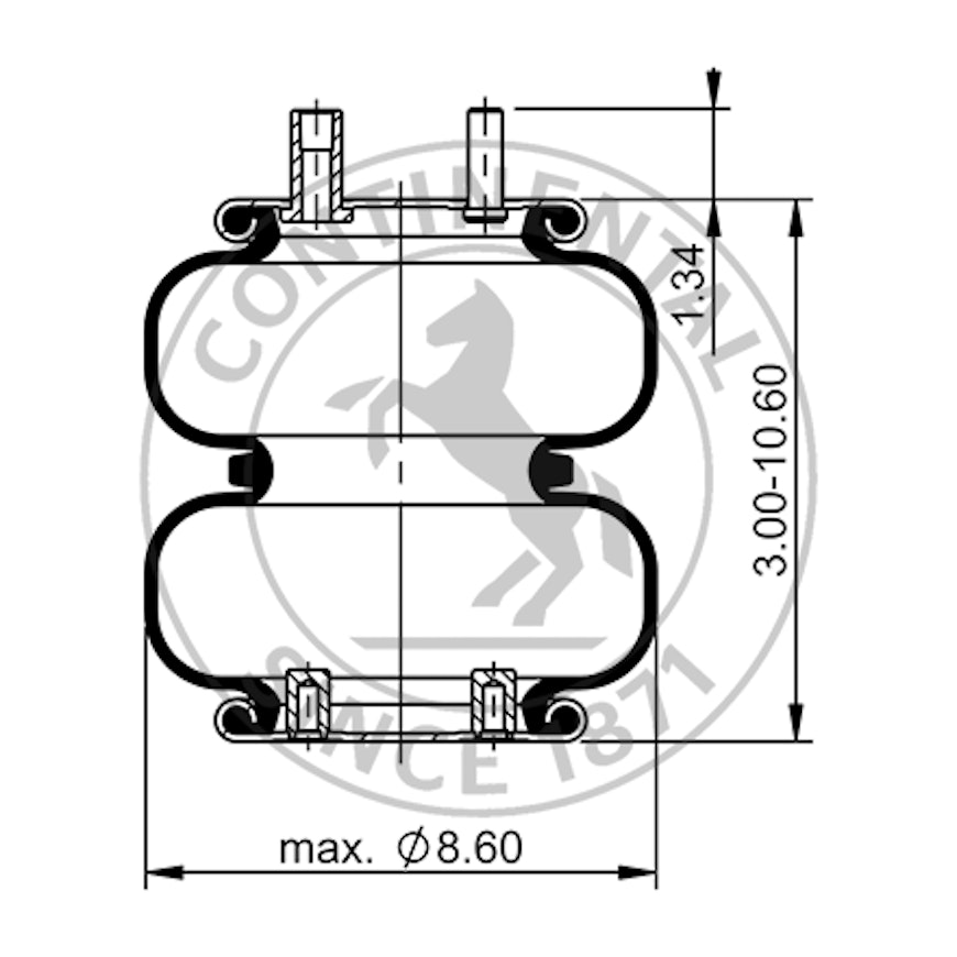 Side blueprint of Contitech Air Spring