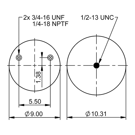 Top Down blueprint of Contitech Air Spring