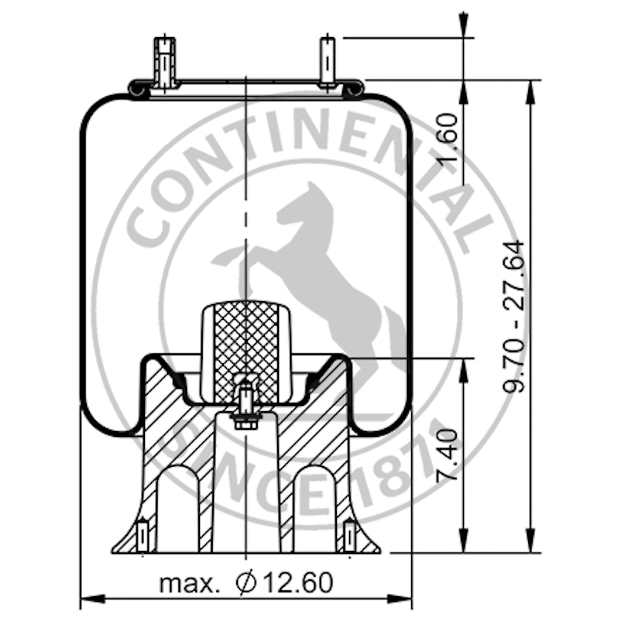 Side blueprint of Contitech Air Spring