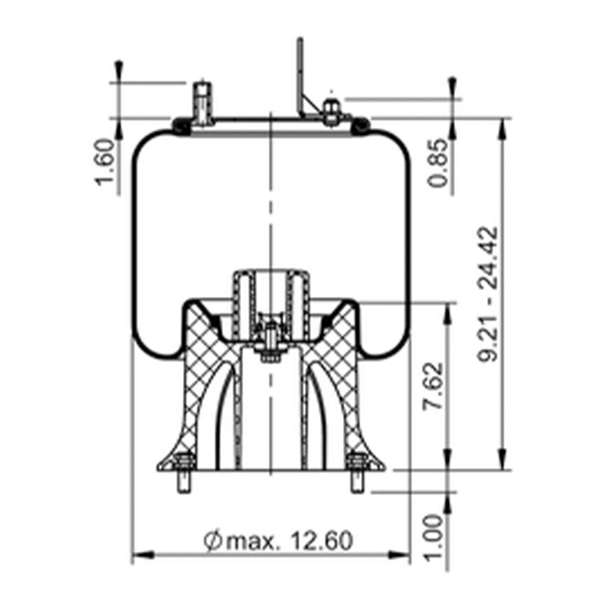 Side view blueprint of Contitech Air Spring