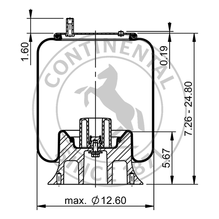 Side blueprint of Contitech Air Spring