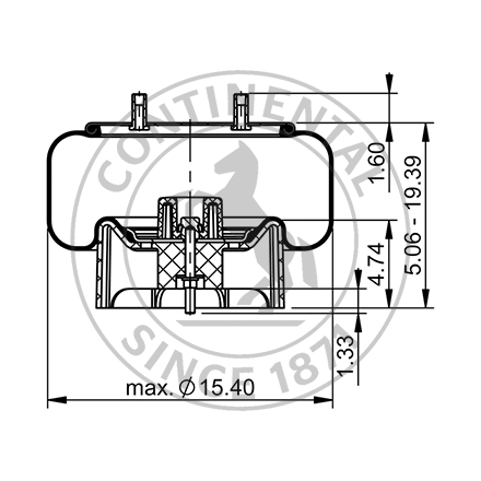 Side blueprint of Contitech Air Spring