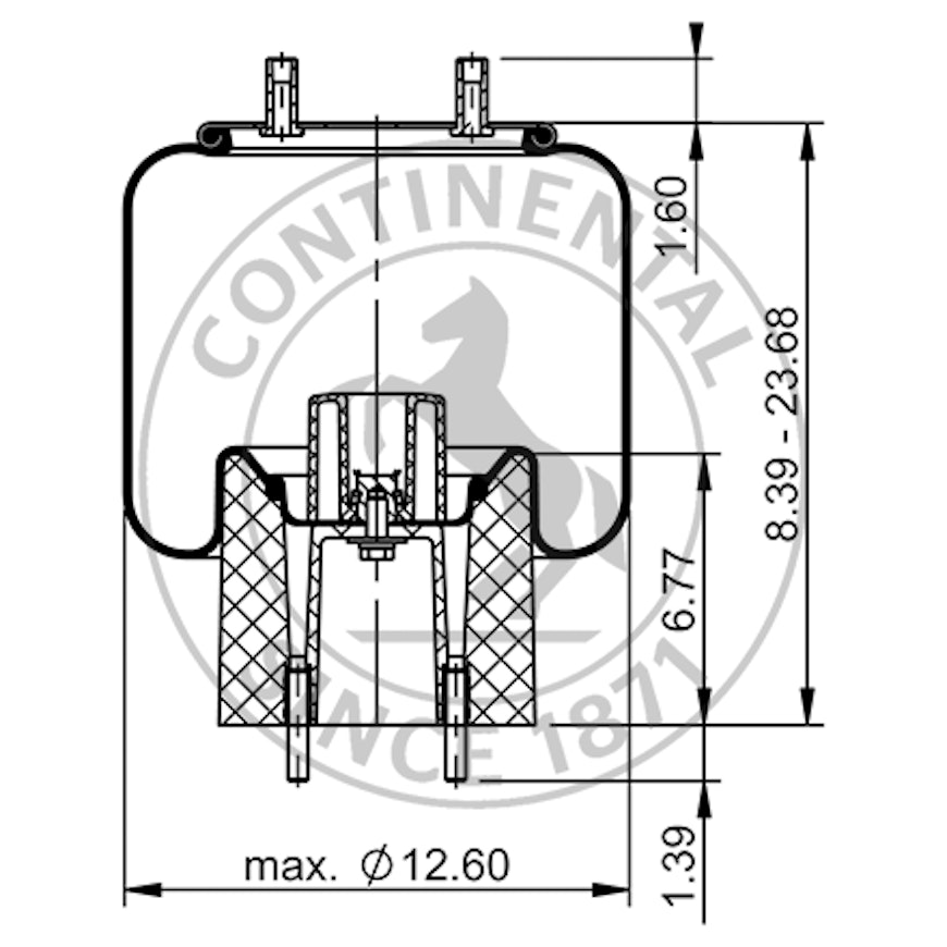 Side blueprint of Contitech Air Spring