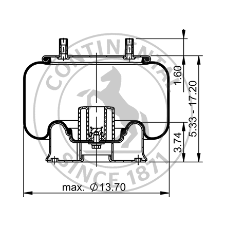Side blueprint of Contitech Air Spring