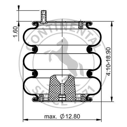 Side blueprint of Contitech Air Spring