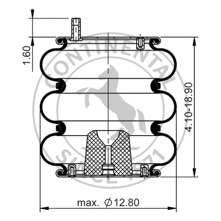 Side blueprint of Contitech Air Spring