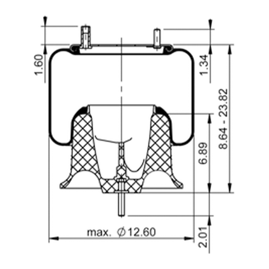 Side view blueprint of Contitech Air Spring