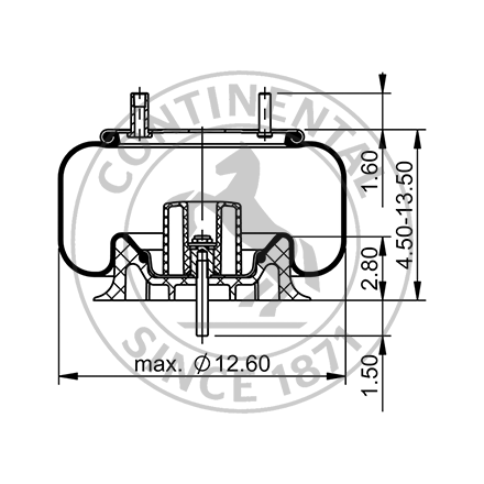 Side blueprint of Contitech Air Spring