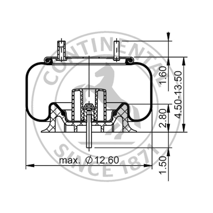 Side blueprint of Contitech Air Spring