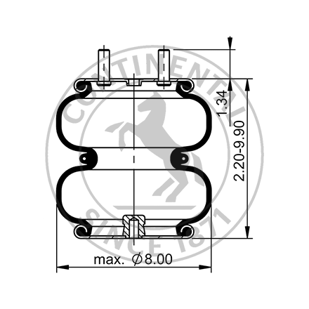 Side blueprint of Contitech Air Spring