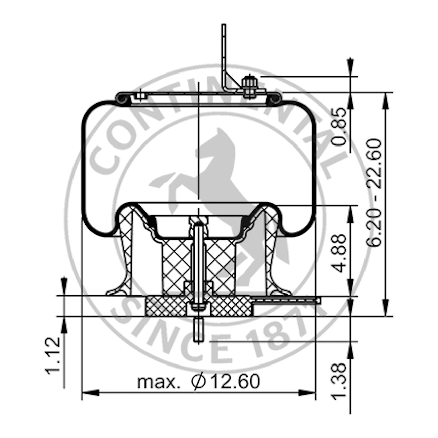 Side blueprint of Contitech Air Spring