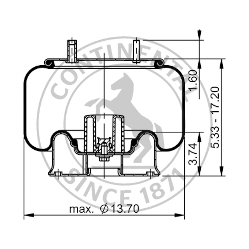 Side blueprint of Contitech Air Spring