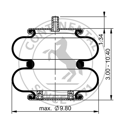 Side blueprint of Contitech Air Spring