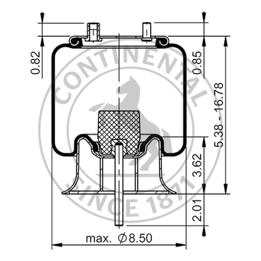 Side blueprint of Contitech Air Spring