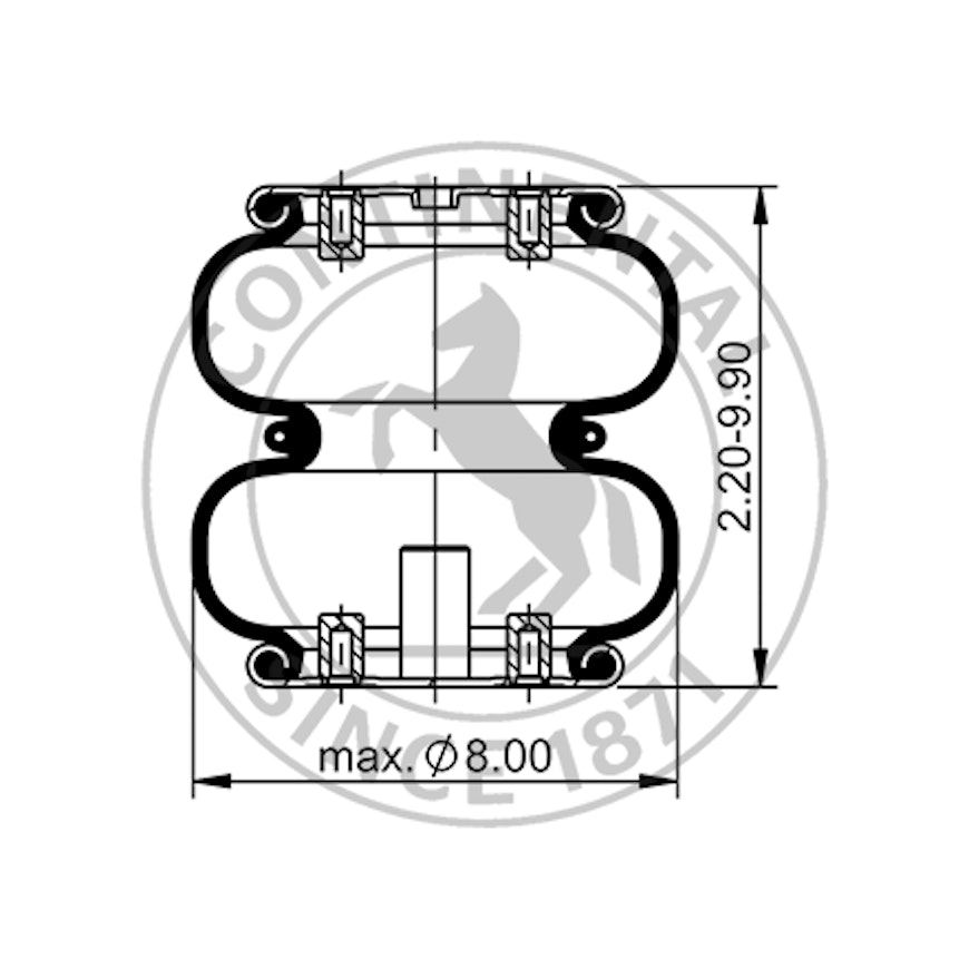 Side blueprint of Contitech Air Spring