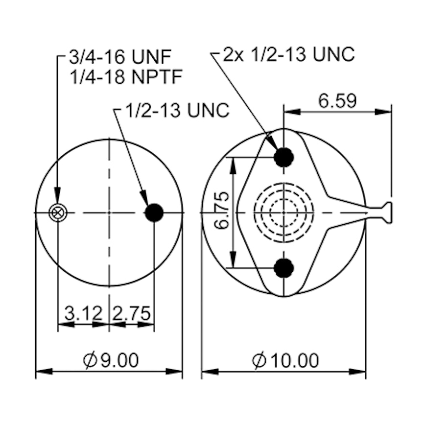 Top Down blueprint of Contitech Air Spring
