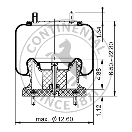 Side blueprint of Contitech Air Spring