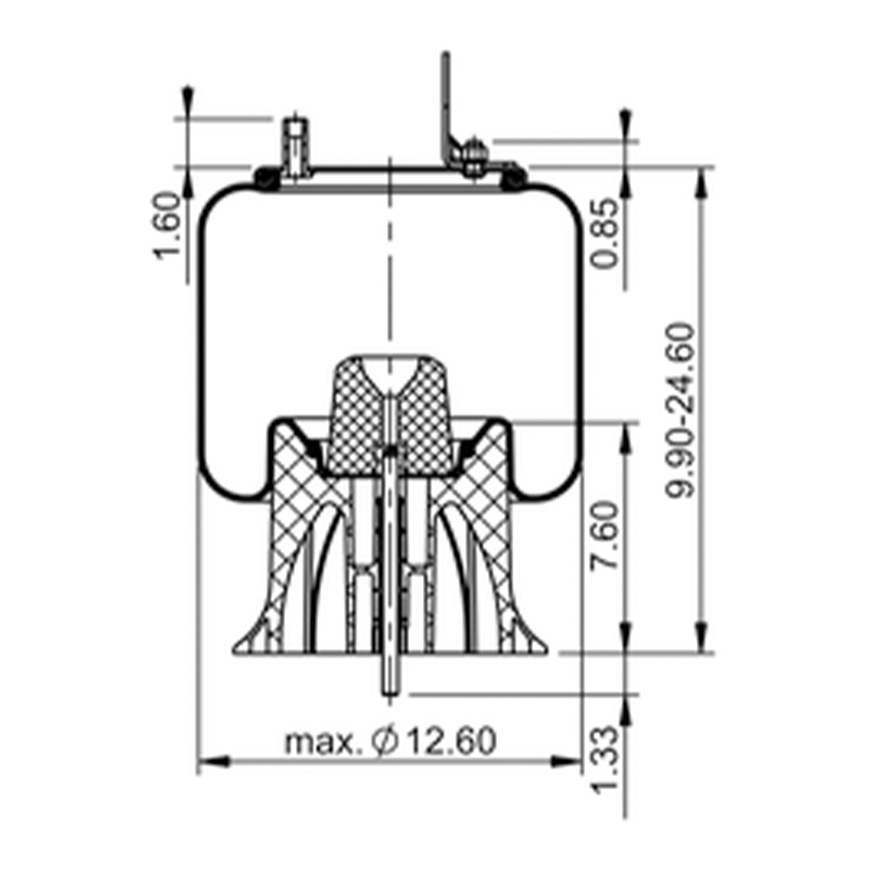 Side view blueprint of Contitech Air Spring