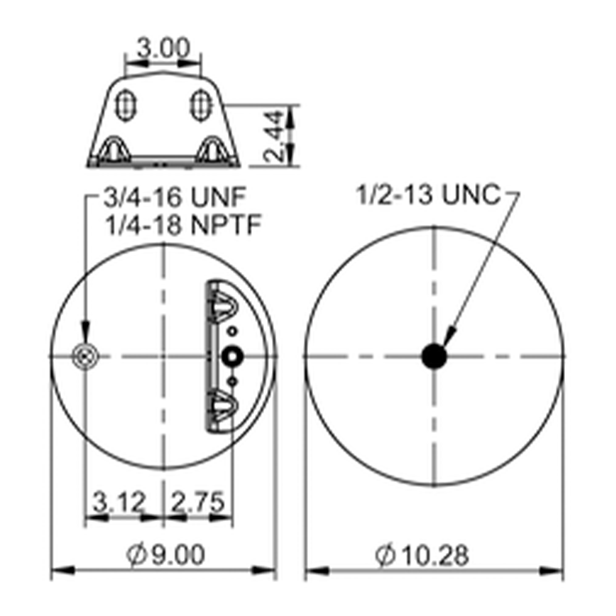 Top Down blueprint of Contitech Air Spring
