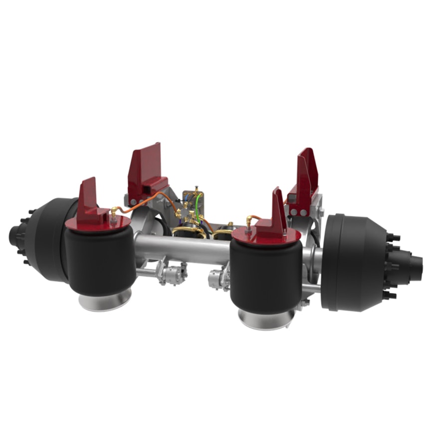 20K Non-Steer Straight Lift Axle - Standard Stud Length with Truck Mount for 9" to 11.5" Ride Height