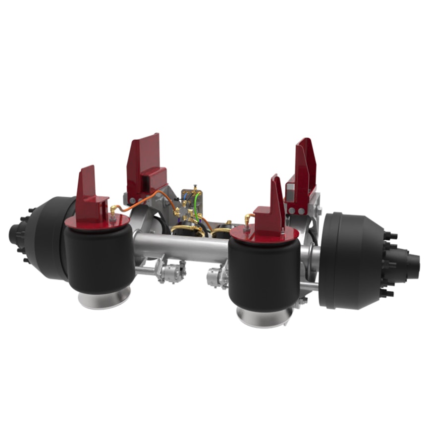 20K Non-Steer Straight Lift Axle - Standard Stud Length with Truck Mount for 11" to 13.5" Ride Height