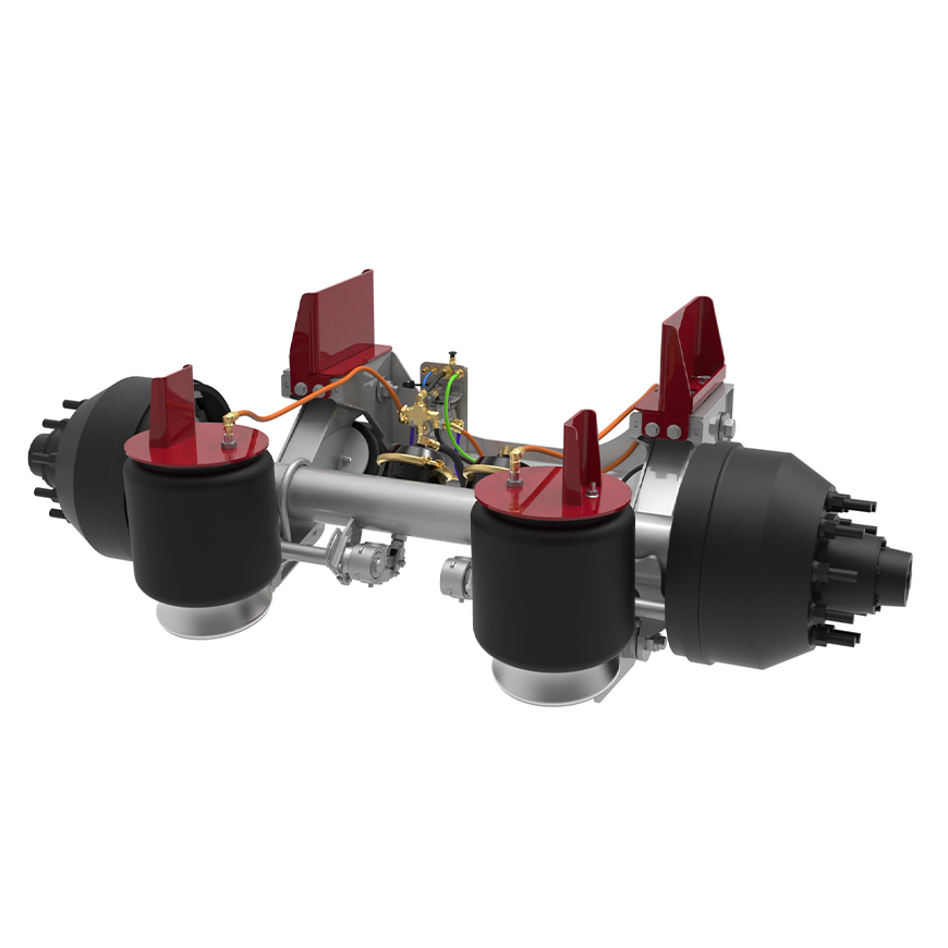 20K Non-Steer Straight Lift Axle - Long Stud Length with Truck Mount for 7" to 9.5" Ride Height