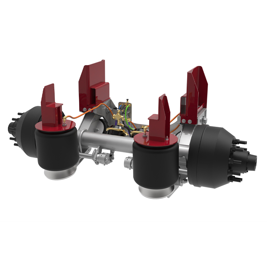 20K Non-Steer Straight Lift Axle - Long Stud Length with Truck Mount for 13" to 15.5" Ride Height