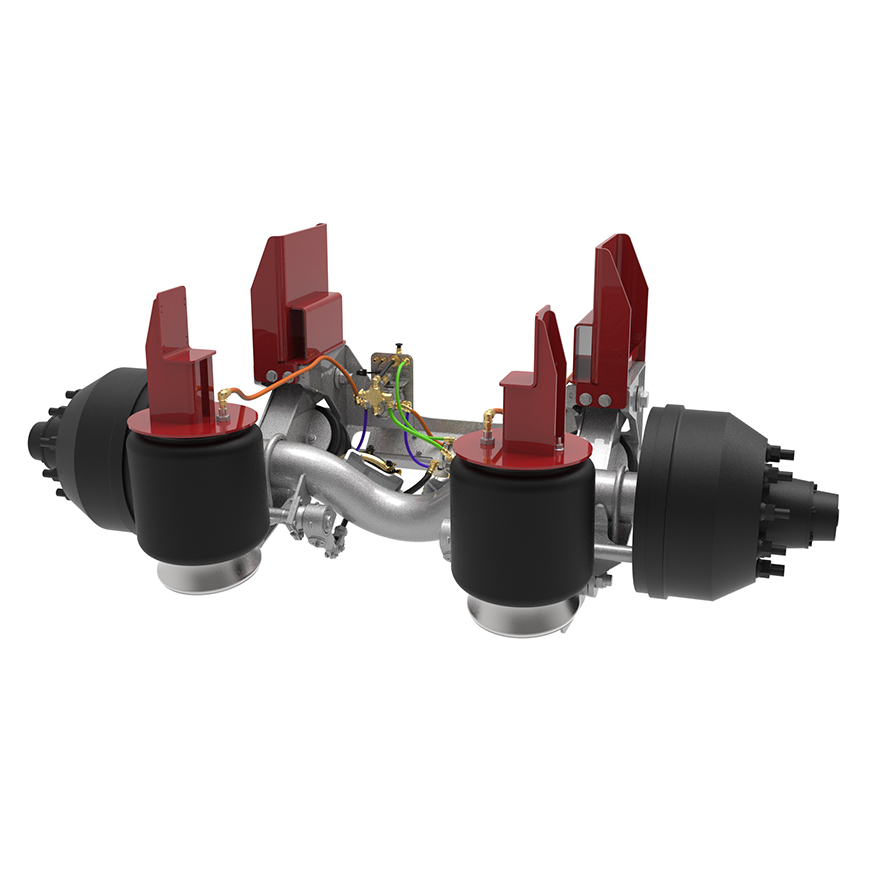 20K Non-Steer 6" Drop Center Lift Axle - Standard Stud Length with Truck Mount for 13" to 15.5" Ride Height