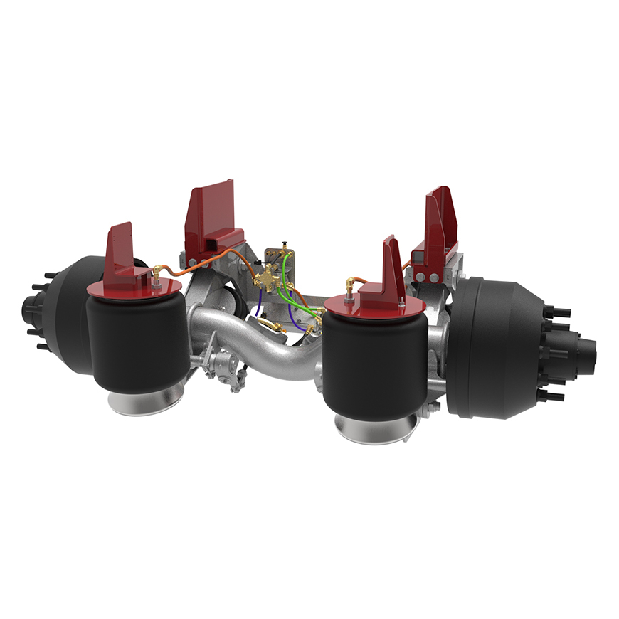 20K Non-Steer 6" Drop Center Lift Axle - Long Stud Length with Truck Mount for 9" to 11.5" Ride Height