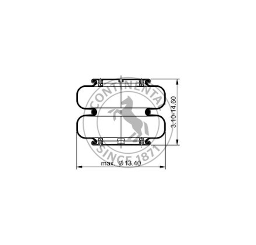 Side blueprint of Contitech Air Spring