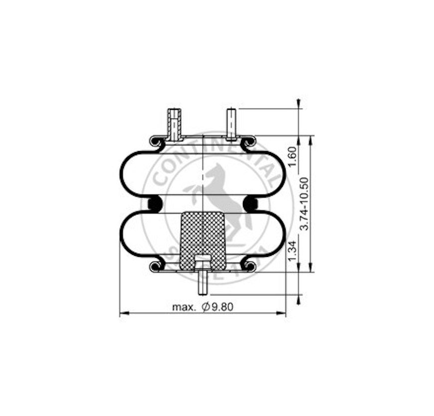 Side blueprint of Contitech Air Spring